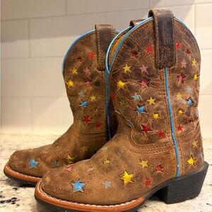 Dan Post Kids Cowboy Boots - Brown with Colorful Stars